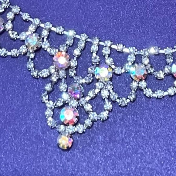 Icing Silver Rhinestone Bib Necklace – Y2K-Inspired, Wedding/Prom - Picture 2 of 2